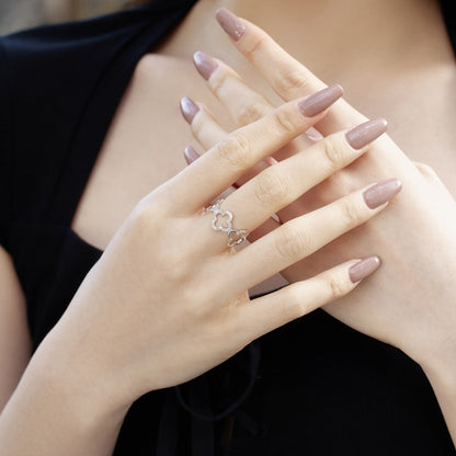 [AuraEcho]Hollow Design Four-Leaf Clover Flower Shape Ring