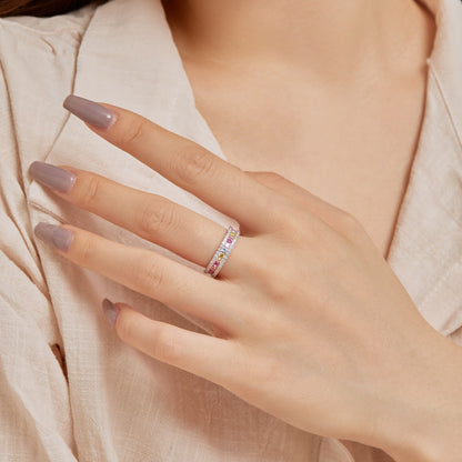 [AuraEcho]Delicate Colorful Round Cut Daily Ring