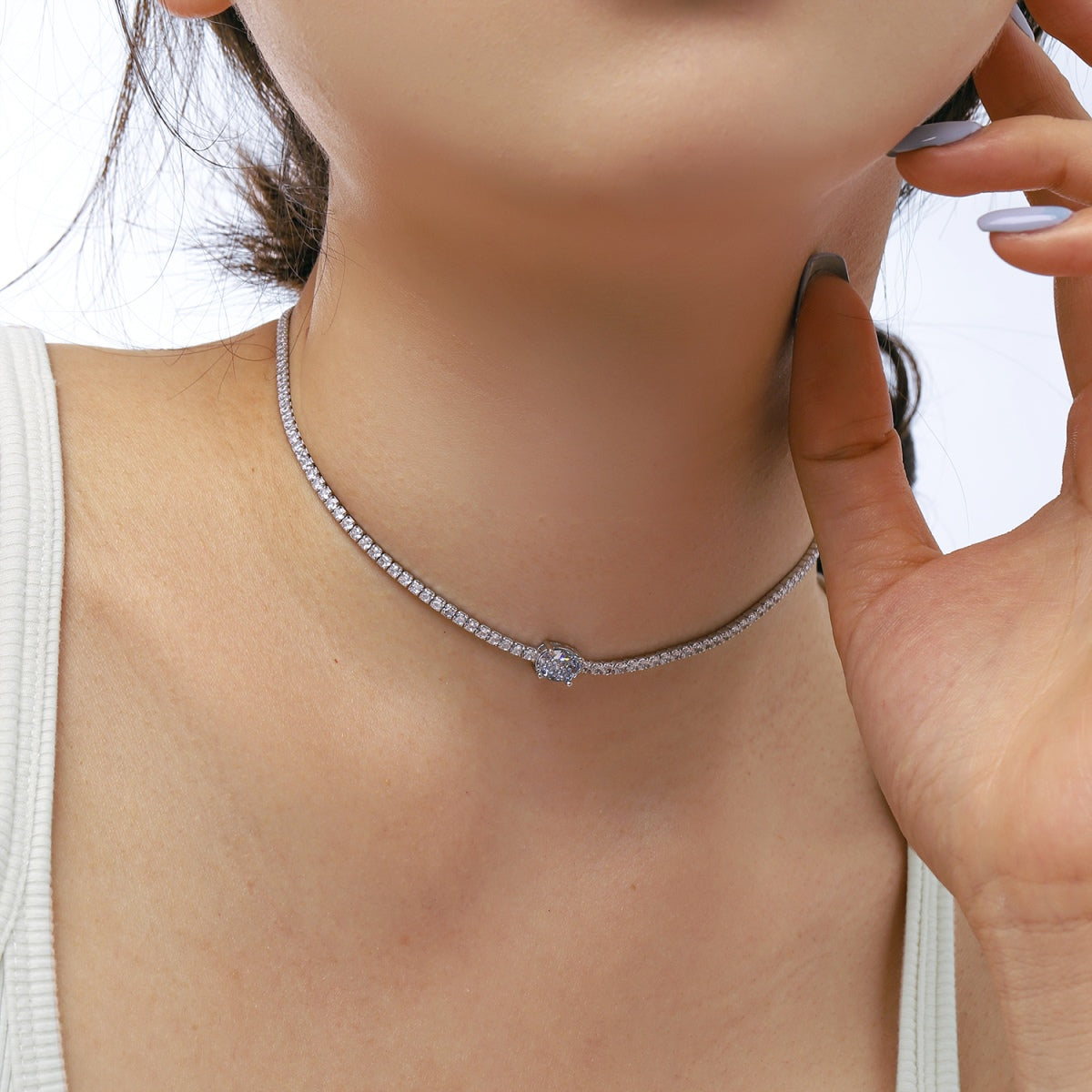 [AuraEcho]1.0 Carat Shining Oval Cut Necklace