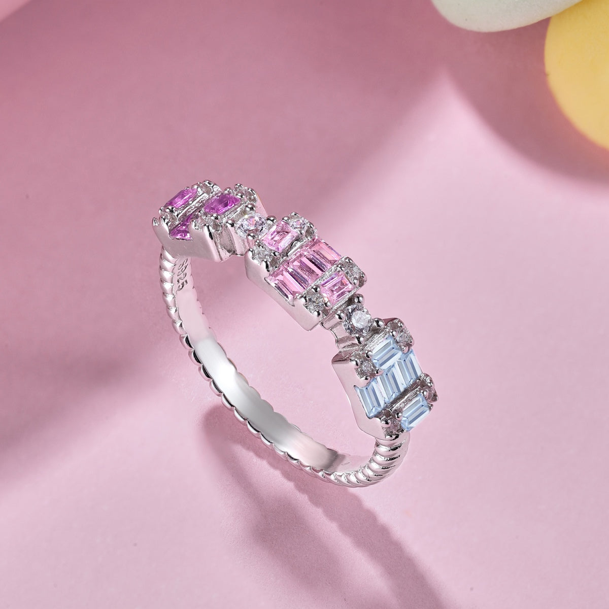 [AuraEcho]Unique Colorful Emerald Cut Party Ring