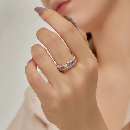 [AuraEcho]Dainty Colorful Radiant Cut Daily Ring