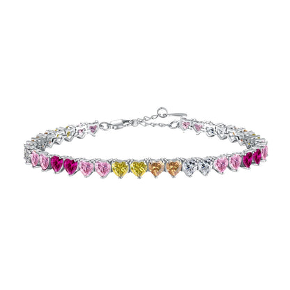 [AuraEcho]Luxurious Colorful Romantic Heart Shape Lover Bracelet