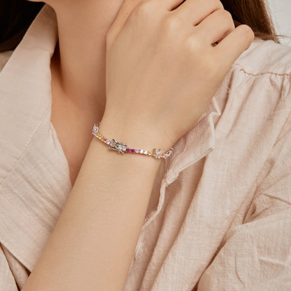 [AuraEcho]Ornate Colorful Butterfly Shape Round Cut Daily Bracelet