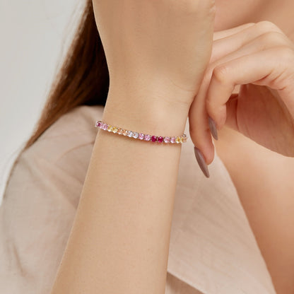 [AuraEcho]Radiant Colorful Round Cut Tennis Bracelet