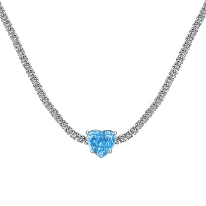 [AuraEcho]2.0 Carat Sparkling Tennis Heart Cut Necklace