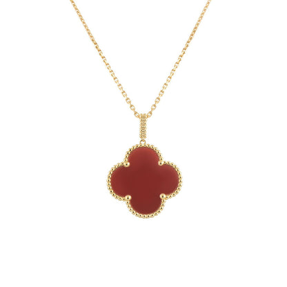 [AuraEcho]CLOVER 25MM NECKLACE GOLD CARNELIAN