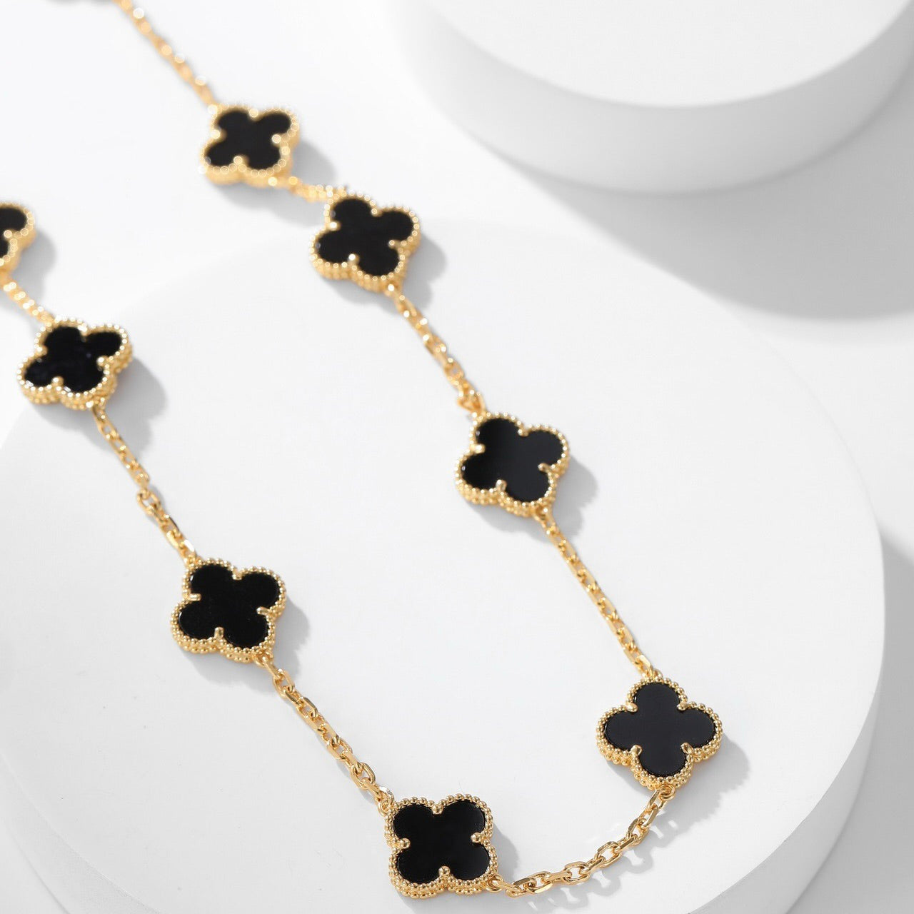 [AuraEcho]CLOVER 10 MOTIFS ONYX NECKLACE