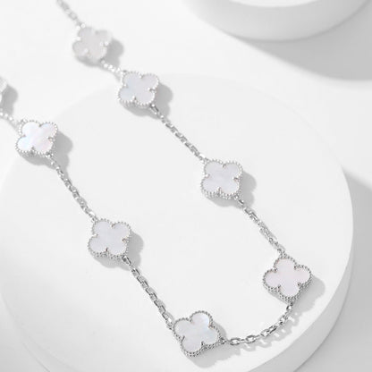 [AuraEcho]CLOVER 10 MOTIFS WHITE MOTHER OF PEARL NECKLACE