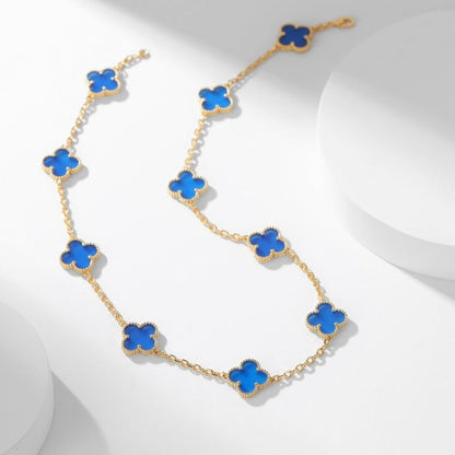 [AuraEcho]CLOVER 10 MOTIFS BLUE AGATE NECKLACE