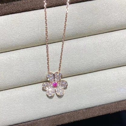 [AuraEcho]FRIVOLE ROSE GOLD FLOWER DIAMOND NECKLACE