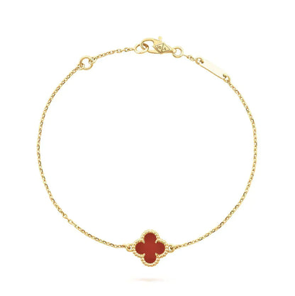 [AuraEcho]CLOVER  CARNELIAN SINGLE FLOWER BRACELET