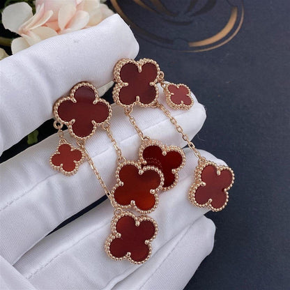 [AuraEcho]CLOVER EARRINGS CARNELIAN 4 MOTIFS PINK GOLD